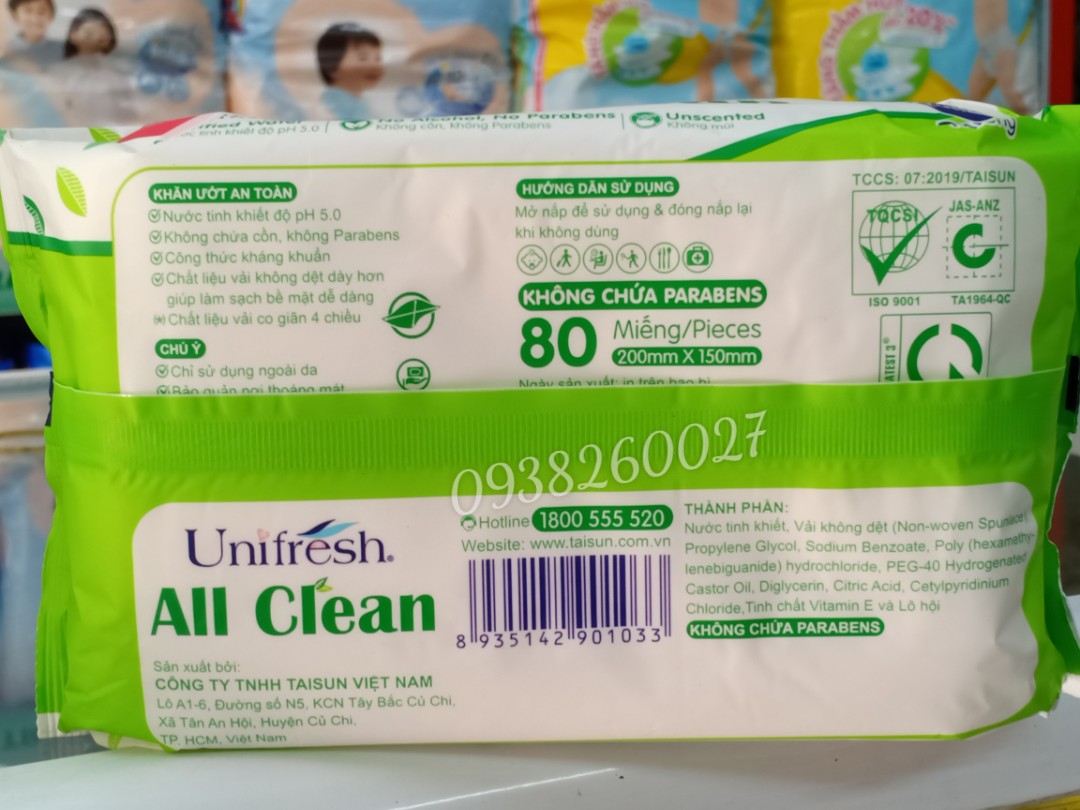 Combo 6 gói Khăn ướt Unifresh 80 tờ không mùi