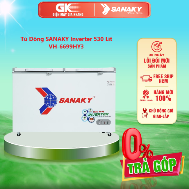 Tủ đông sanaky inverter 530 lít vh-6699hy3 - giao toàn quốc - freeship hcm