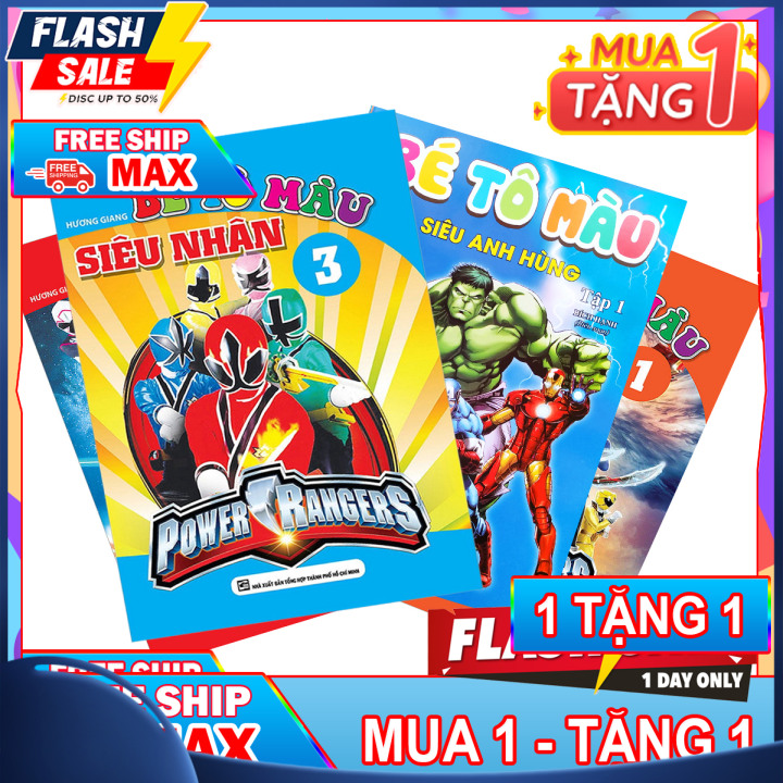 Bộ Sách Tô màu siêu nhân - Sách tô màu siêu nhân,tô màu siêu anh hùng người sắt - tô màu người nhện - đồ chơi tô màu 5 anh em siêu nhân