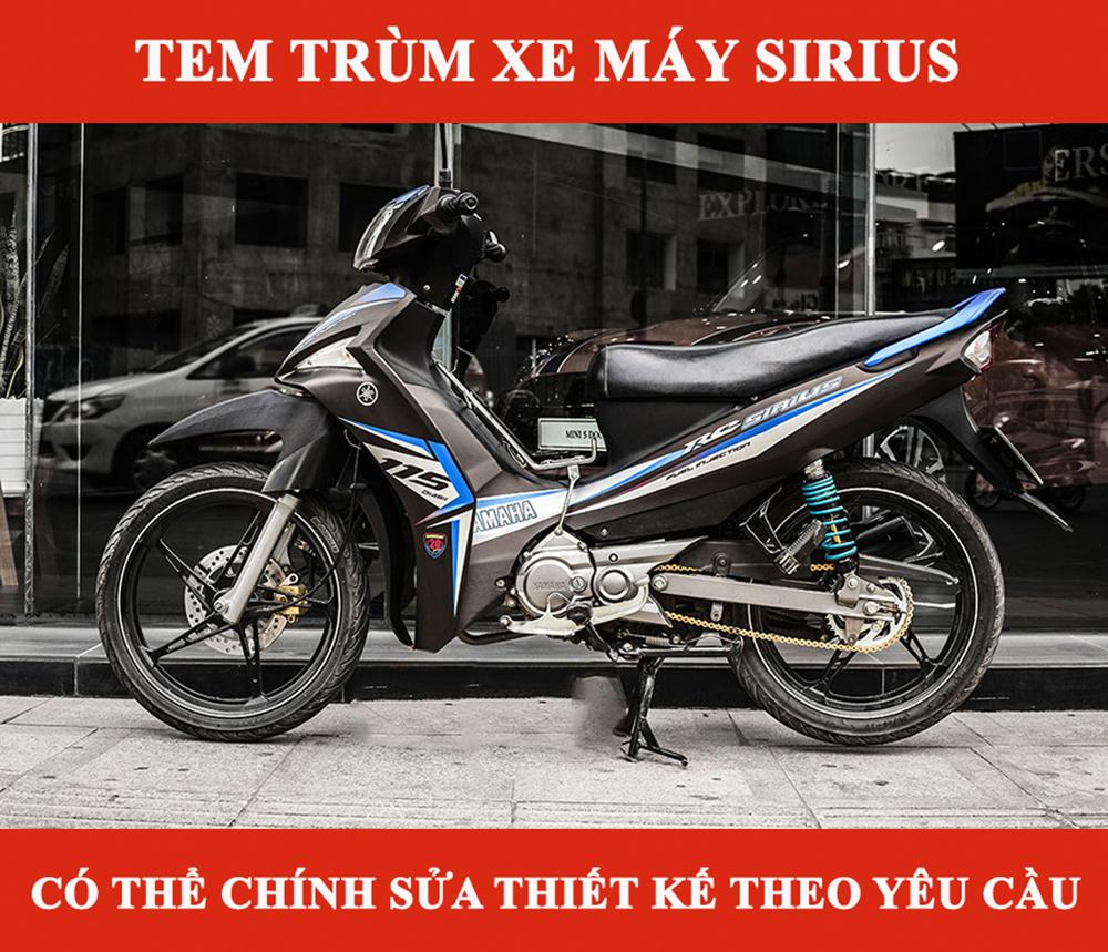 Tem trùm Sirius Fi đen trắng xanh - Độ dán team trùm decal xe máy Sirius Fi đen trắng xanh  - Team trùm decal xe máy Sirius Fi rẻ đẹp và chất