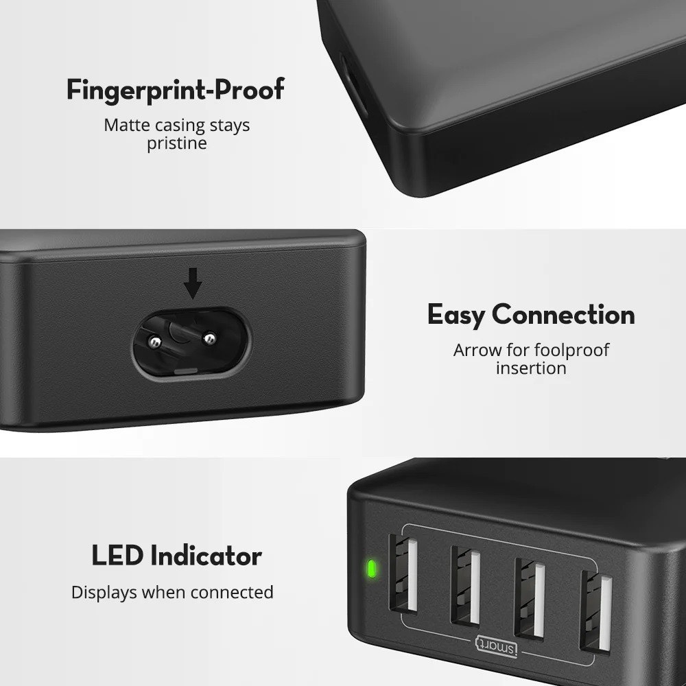 Sạc bàn Ravpower RP-PC023 40w 8A-4 cổng USB