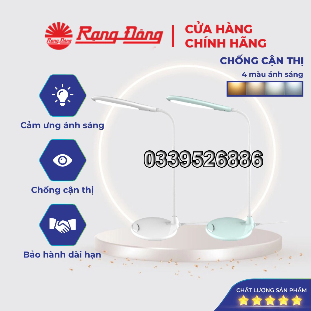 Đèn bàn LED Rạng Đông 6W cảm ứng, đổi 3 màu / 5 mức ánh sáng, Đèn bàn chống cận Rạng Đông, Đèn học để bàn, Đèn học bảo vệ thị lực, RD-RL-21