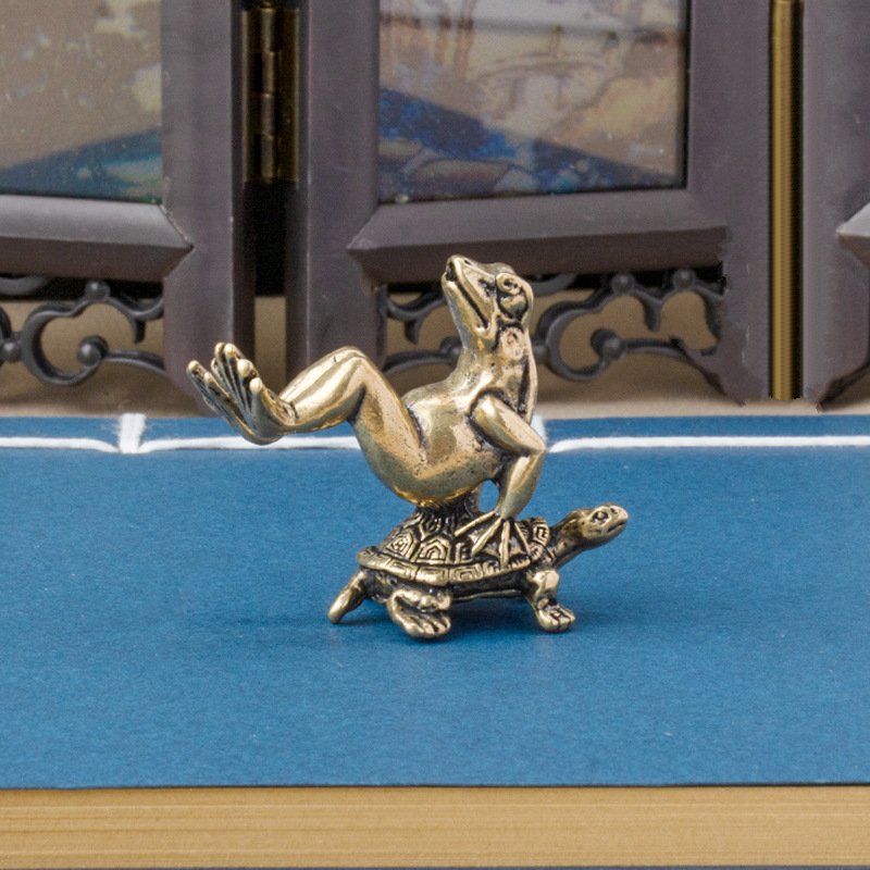 Tượng Phong Thủy Hình Rùa Cõng Ếch (Kích Thước: 3.2 x 2.5cm)