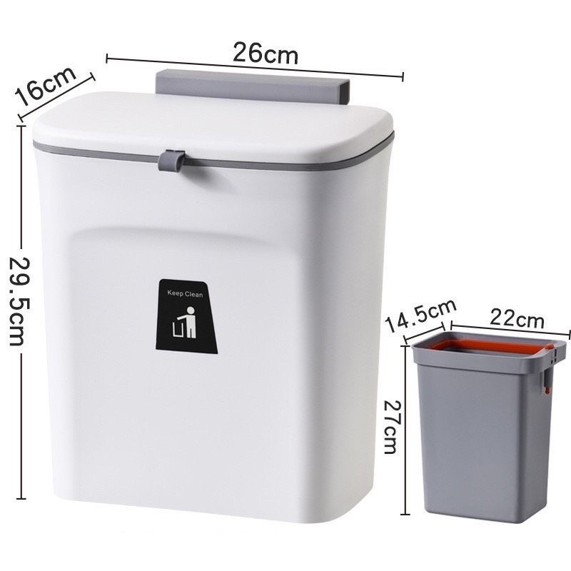 THÙNG RÁC THÔNG MINH MẪU MỚI KÈM RUỘT CÓ NẮP ĐẬY - Thùng rác cài cánh tủ bếp - Treo gắn tủ bếp -Dán nhà vệ sinh