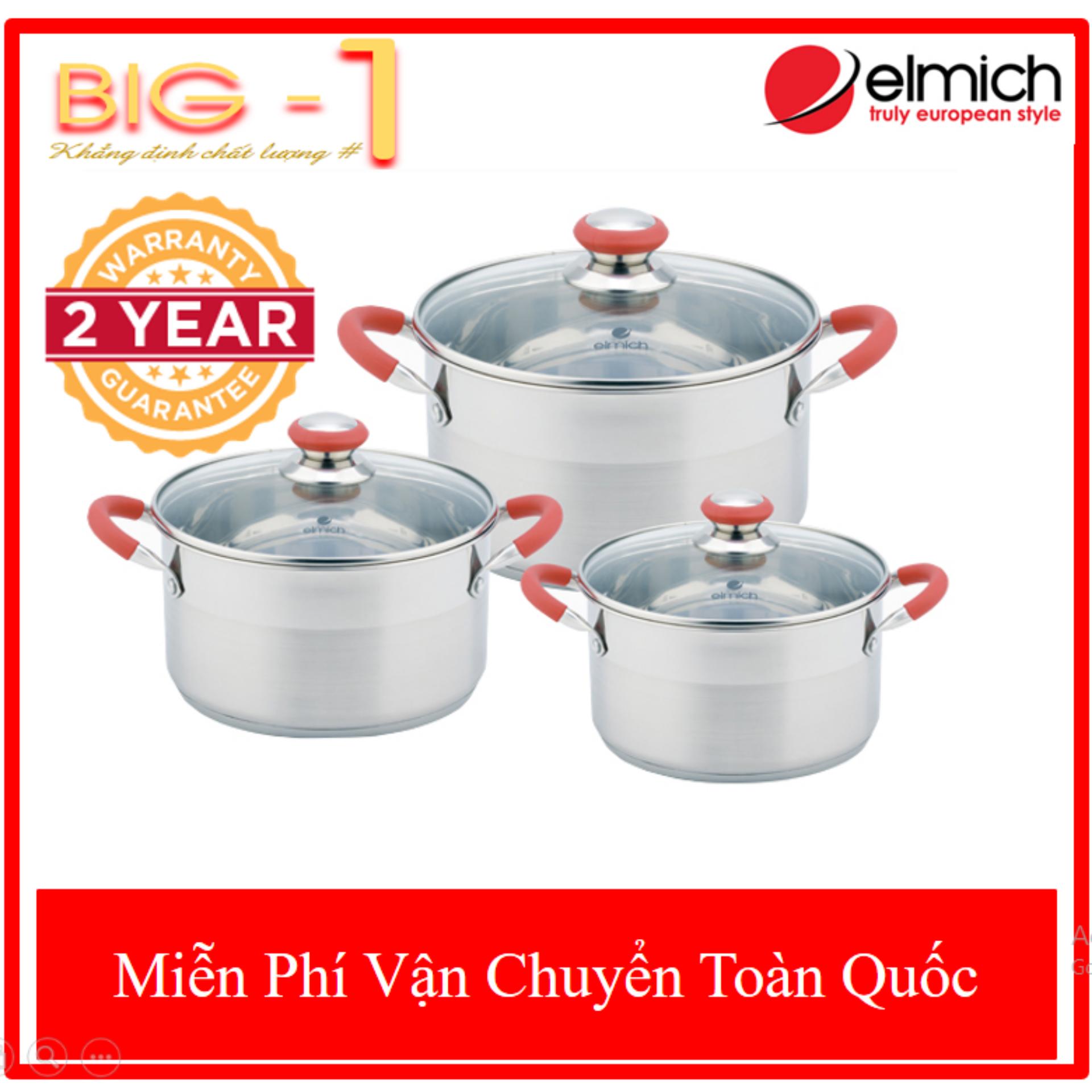 Bộ Nồi Inox Cao Cấp Elmich 3 Chiếc EL3336 - Bảo Hành 2 Năm