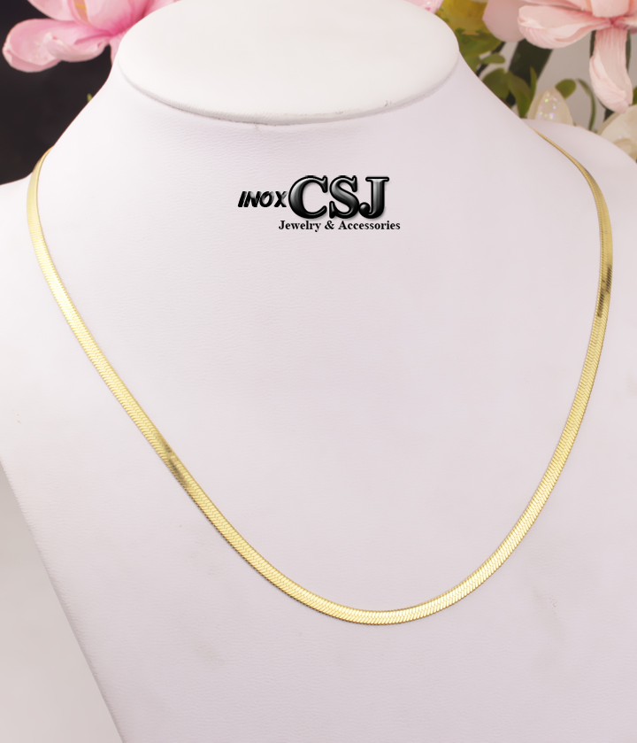 DÂY CHUYỀN MÌ DẸP INOX 3LY MẠ VÀNG XINH XẮN DÀNH CHO CÁC BẠN NỮ D021