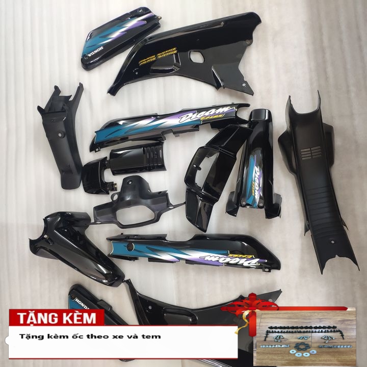 Dàn áo xe DREAM 3 / DREAM LÙN màu ĐEN  ( TẶNG TEM - ỐC ) nhựa nguyên sinh cao cấp, độ xe máy siêu chất