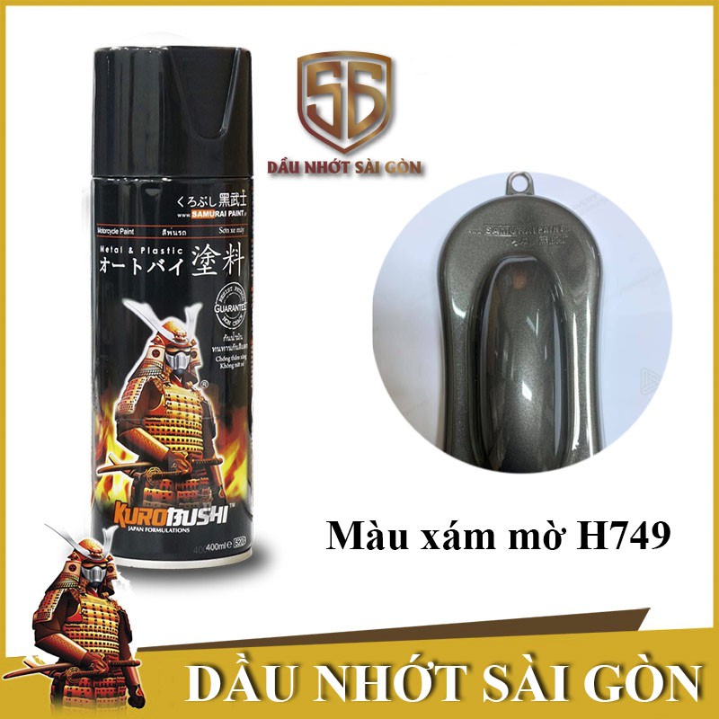 H749 _ Sơn xit Samurai H749 màu xám mờ _ Matte grey