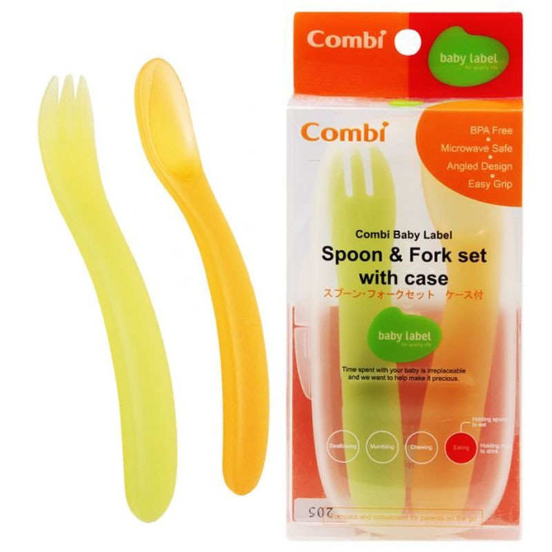 Bộ thìa dĩa xanh kèm hộp Combi