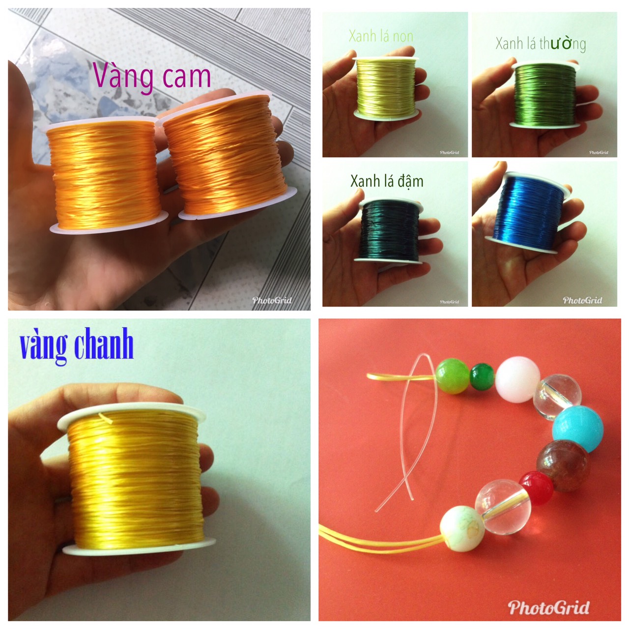 Cước tơ lụa chun co giãn xâu xỏ hạt đá phong thủy hạt gỗ hạt nhựa