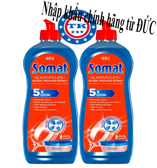 (HCM)Combo 2 Chai Nước Rửa Ly - Bát Làm Bóng Somat 750ml - Đức