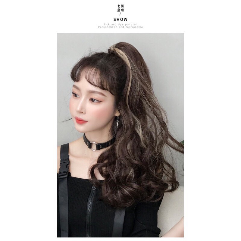 Tóc giả nữ❤️Tóc giả ngoạm xoăn light trắng