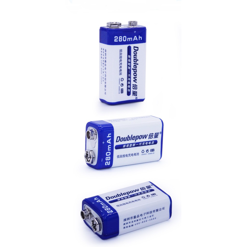 Pin sạc 9V-6F22 Doublepow 280mAh dung lượng thật