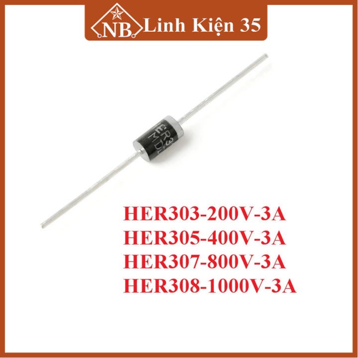 Combo 5 diode bán dẫn xung Her308 3A, Her208 2A 1000V