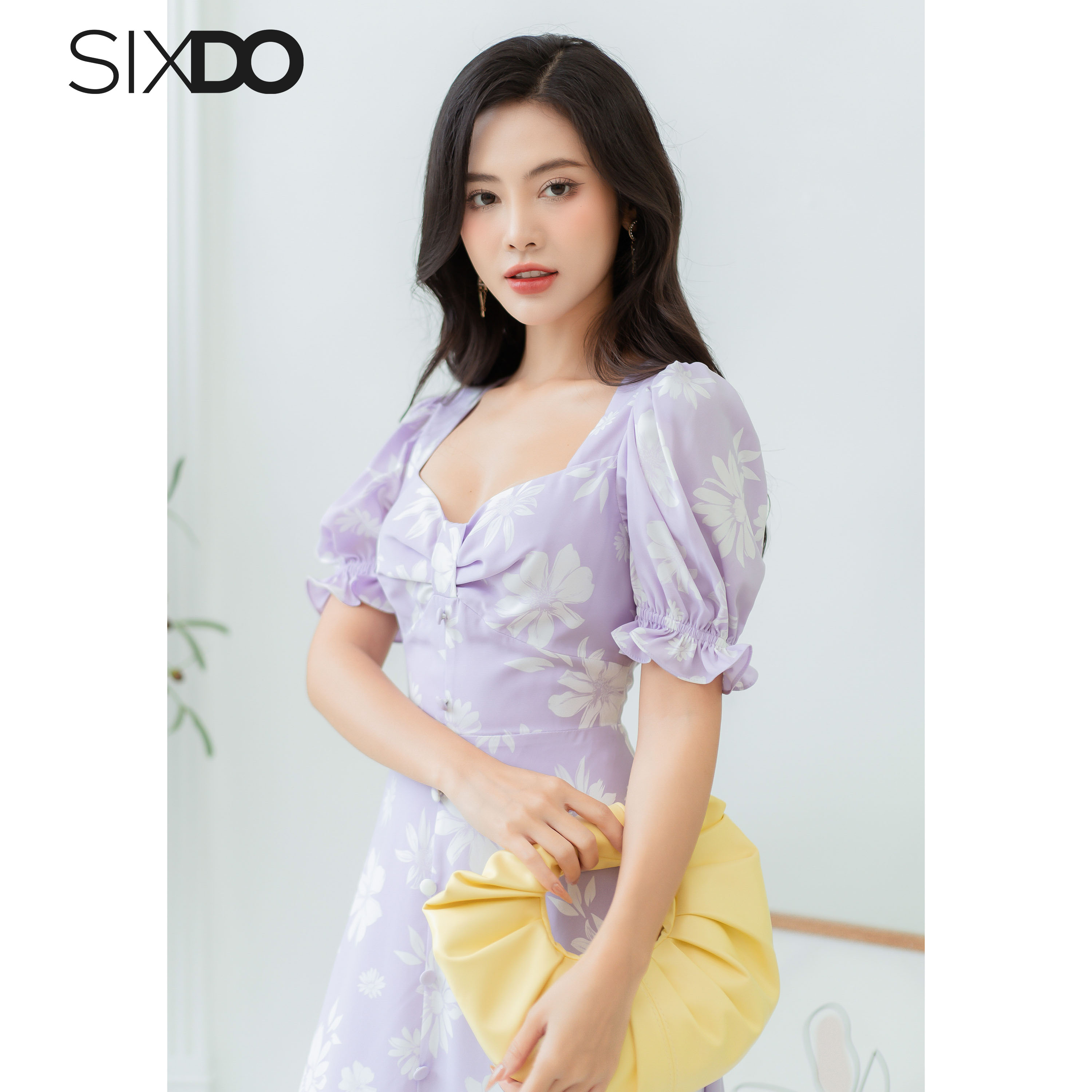 Đầm lụa hoa SIXDO (Floral Midi Silk Dress)
