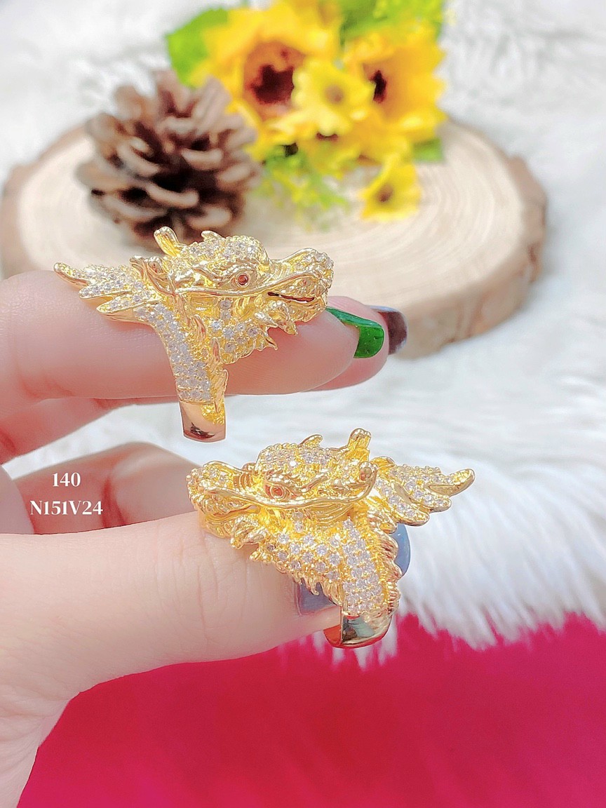 Nhẫn nam đầu rồng tinh xảo mạ vàng 18k - thương hiệu lokalo - tăng cường vượng khí - quyền lực - thu hút ánh nhìn - phong thủy - hình thật 100% - nhẫn nam cực ngầu