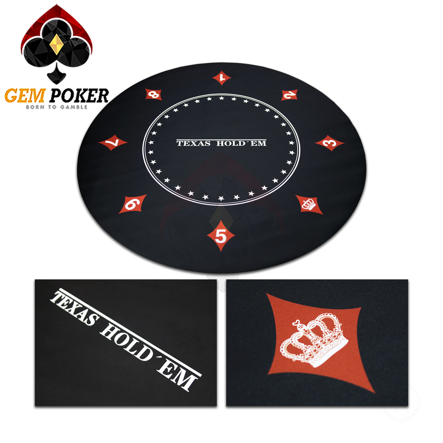 THẢM TRÒN POKER TEXAS CAO SU - BLACK