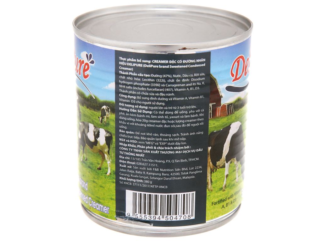 Sữa đặc nhập khẩu DeliPure lon 380g