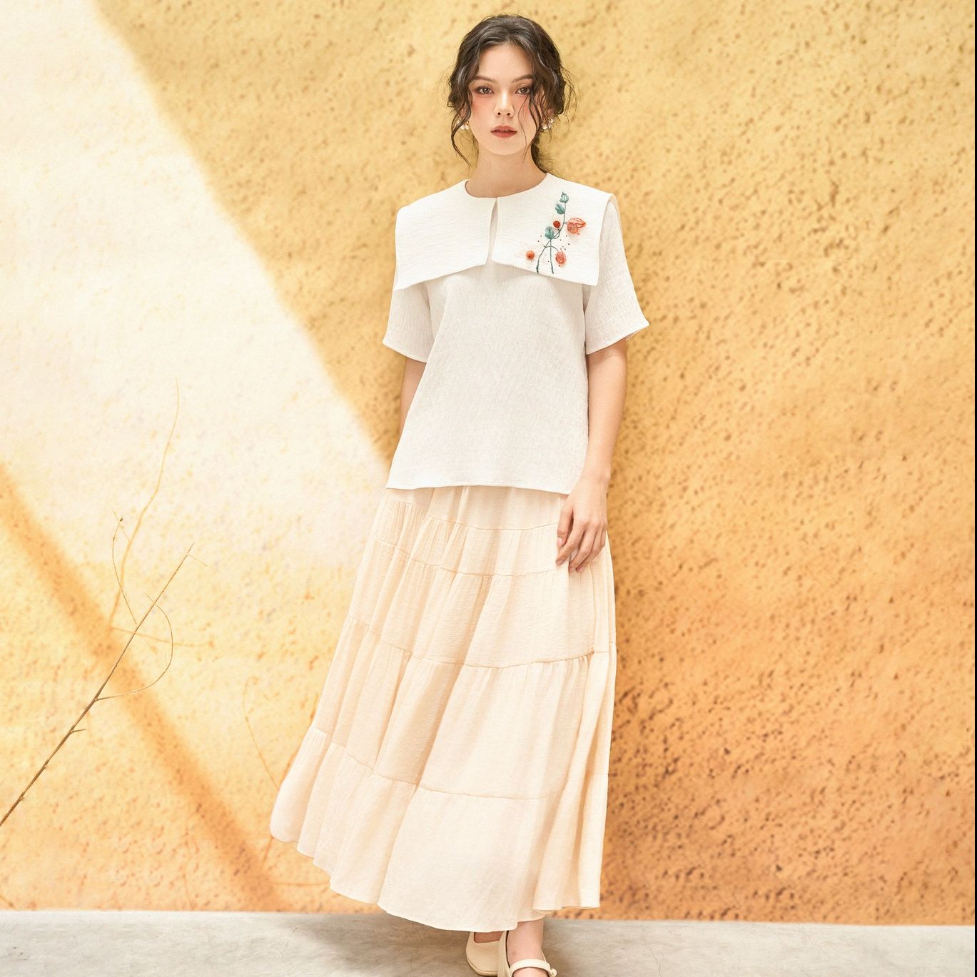 Voucher siêu sale 15% OLV - Chân váy xòe dài Alie Midi Skirt nhiều màu