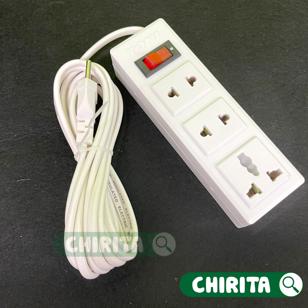 Ổ Cắm Điện Đa Năng (3 Mét Dây, 3 Phích) Cao Cấp - Ổ Điện Đa Năng, Ổ Cắm Điện Thông Minh, Phích Cắm Điện, CHIRITA