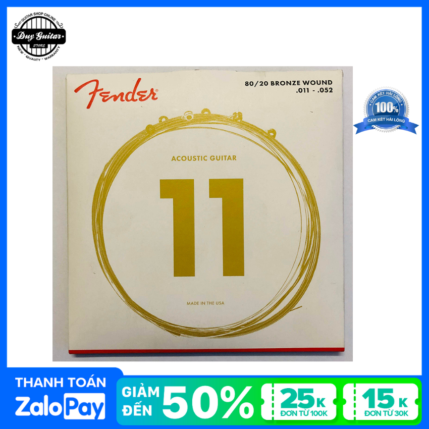 Dây đàn guitar acoustic Fender 70CL 80/20 BRONZE 11-50 dây chính hãng - Duy Guitar Store