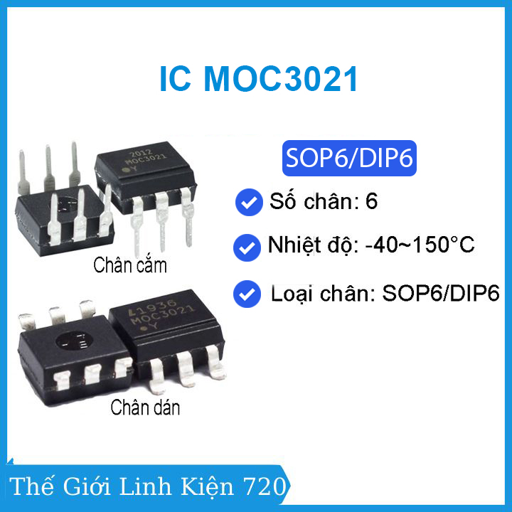 Combo 2 Ic MOC3021 6 chân cắm (DIP6) / chân dán(SOP6)