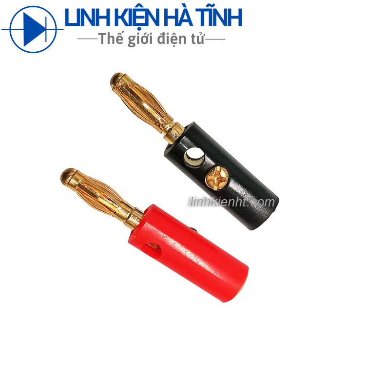 2 cặp Jack bắp chuối đực mạ vàng 4mm - 1 Cặp đỏ đen