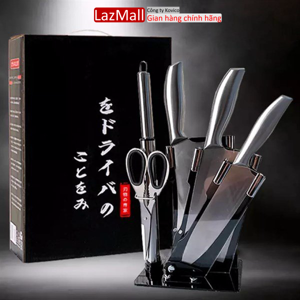 Bộ dao kéo inox nhật bản 6 món, bộ dao kéo nhà bếp, bộ dao nhật 6 món inox cao cấp chống gỉ, siêu tiện dụng
