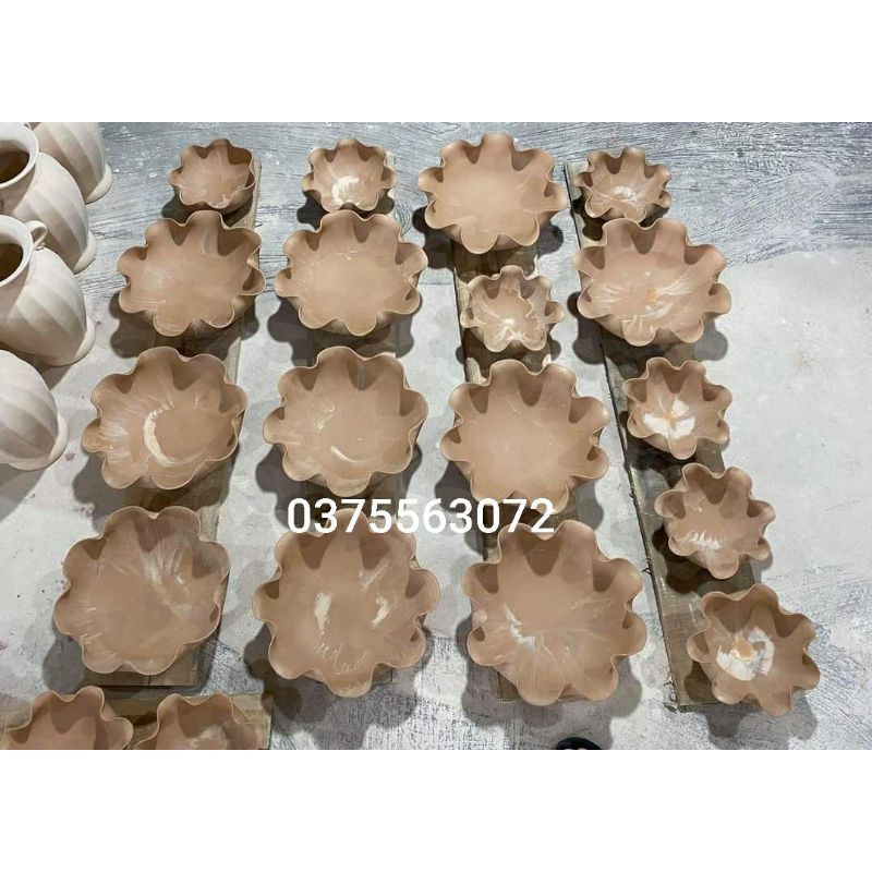 Bát thả hoa men hỏa biến xanh lá