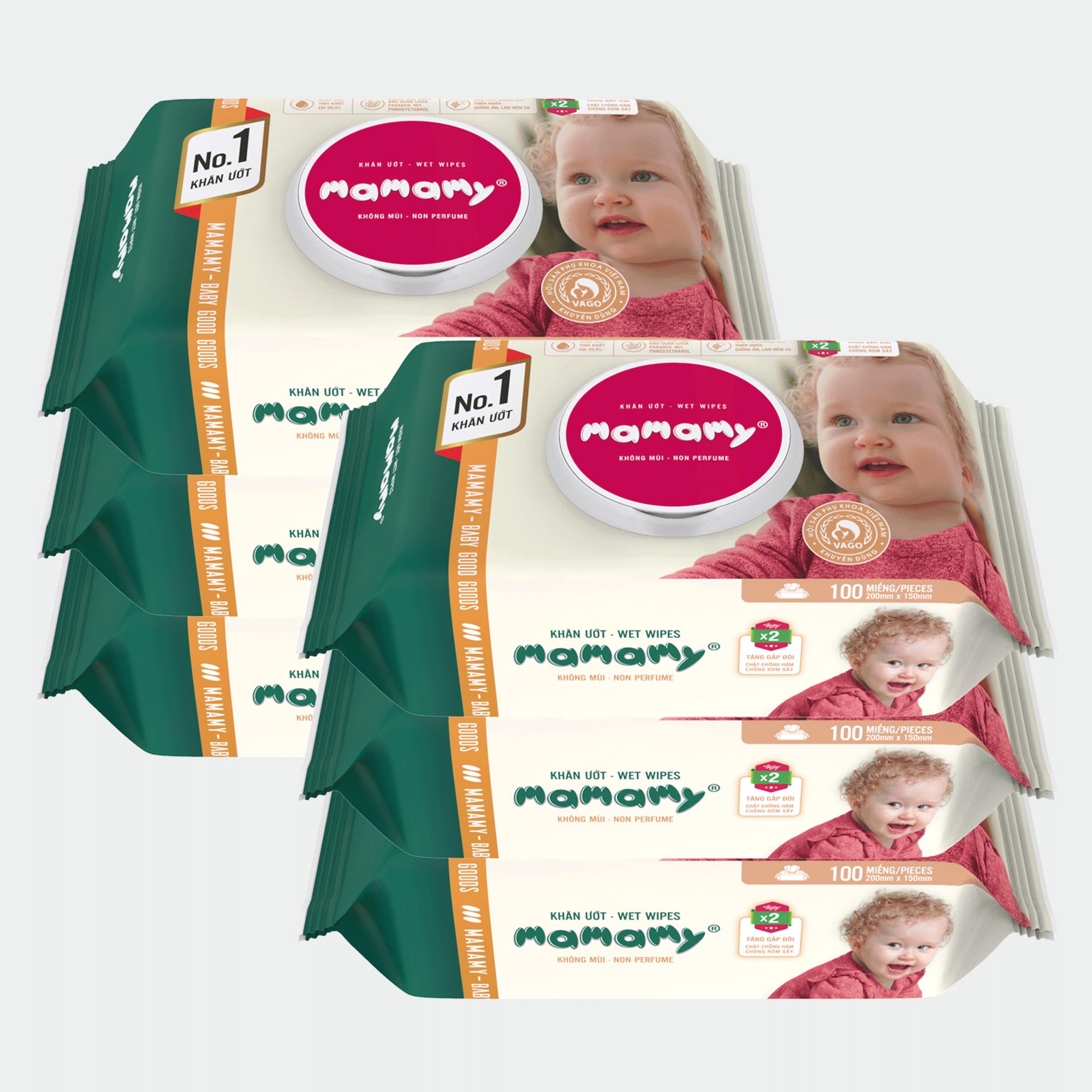 Combo 6 Gói Khăn Ướt 100 Tờ Không Mùi, An Toàn Cho Bé Mamamy Siêu Giảm Giá Combo 6 Gói Khăn Ướt 100 Tờ Không Mùi, An Toàn Cho Bé Mamamy Siêu Giảm Giá