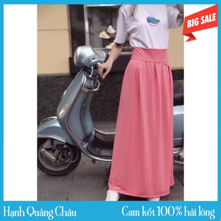Quây váy chống nắng nữ chất thun lạnh thông hơi - váy chống nắng nữ chun eo cài cúc chất đẹp