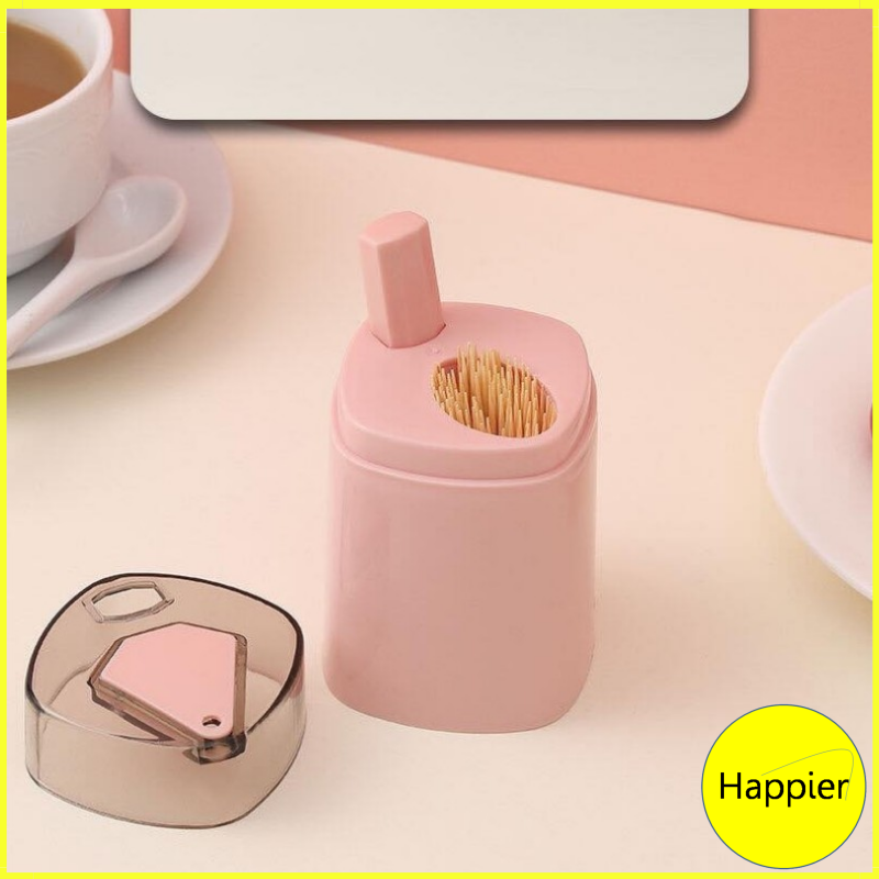 [HCM]Hủ Đựng Tăm Nút Nhấn Tự Động - Happier