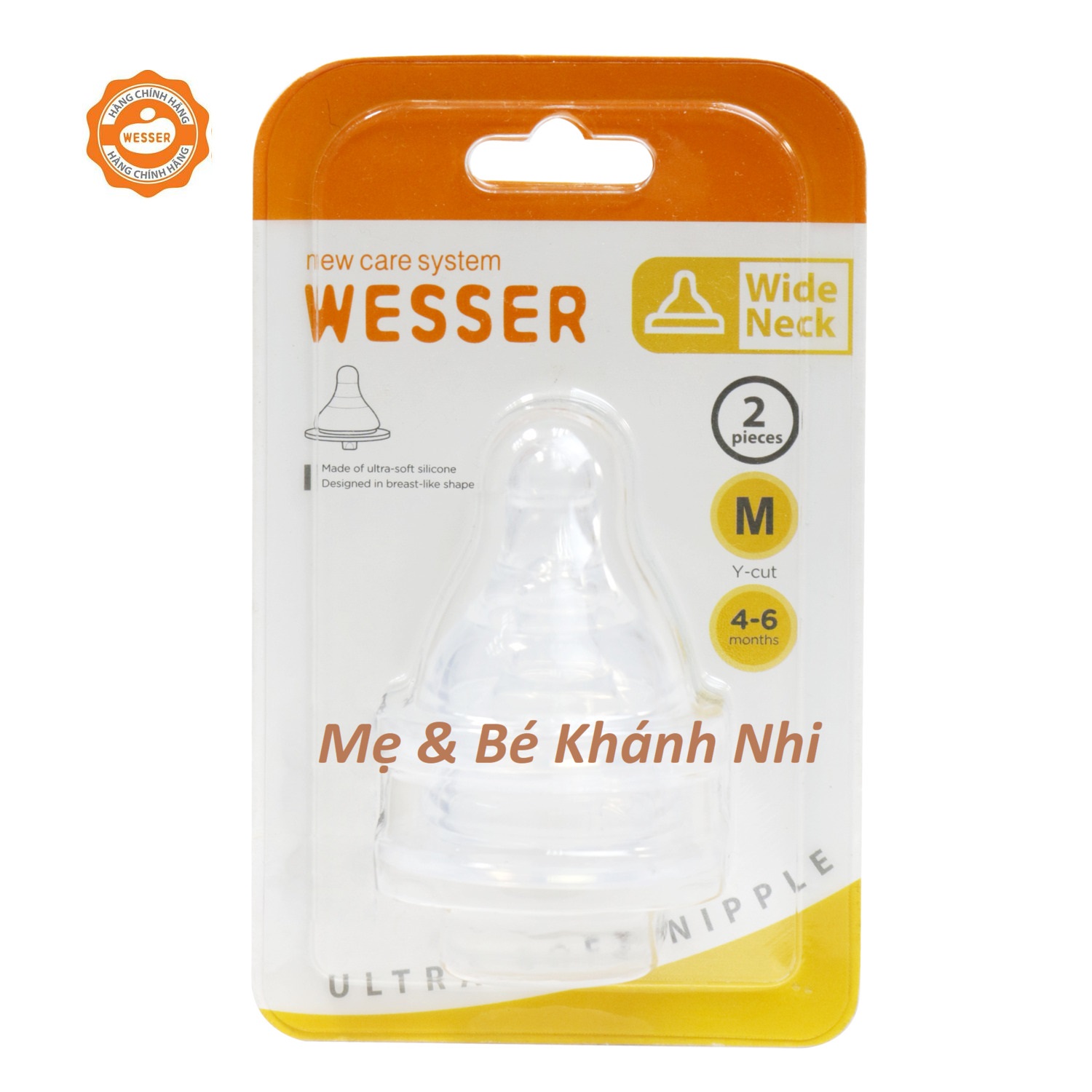 [Vỉ 2 Núm] Núm Vú Wesser Cổ Rộng Đủ Size S/M/L
