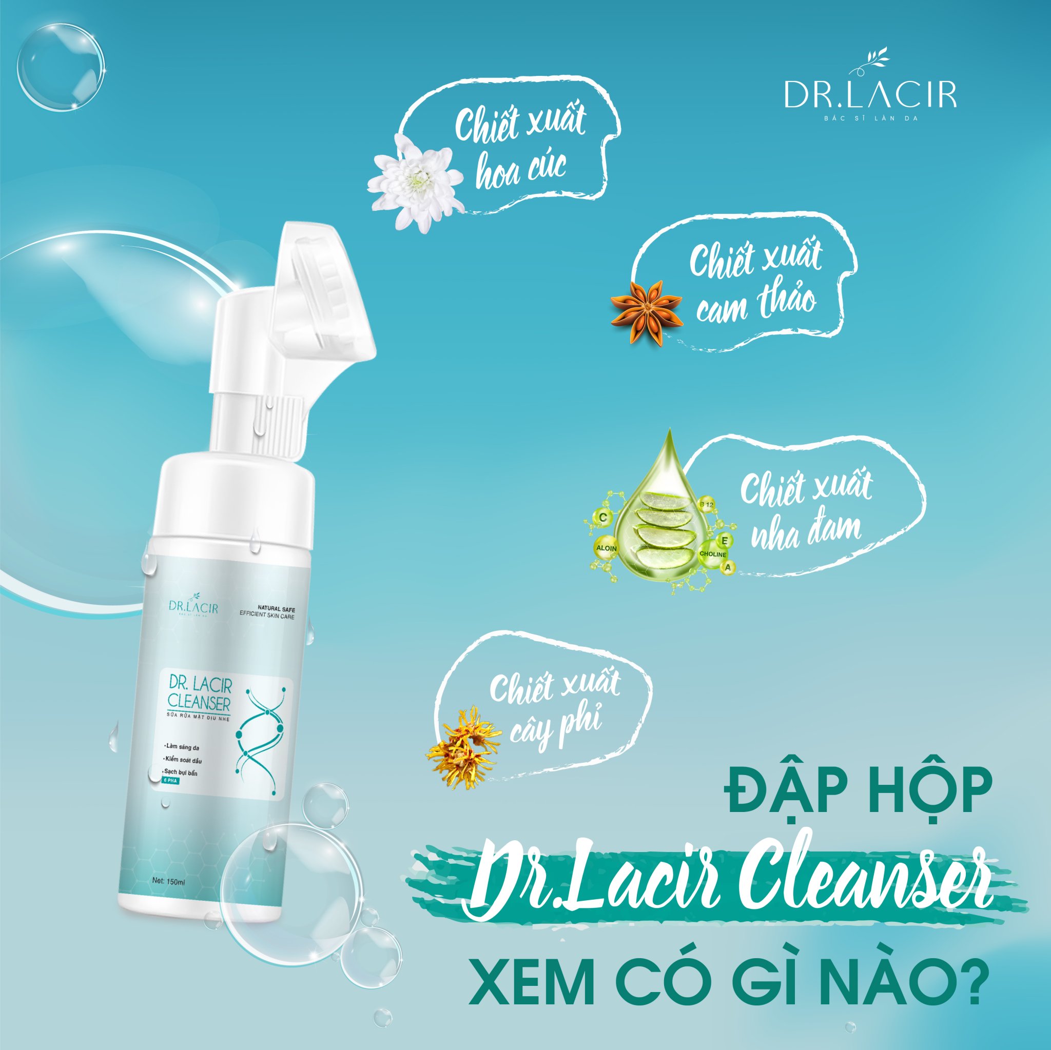 SỮA RỬA MẶT BẠC HÀ KIỀM DẦU DR LACIR CLEANSER