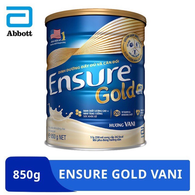 Sữa bột Ensure Gold HMB 850g date 2024 - VỊ VANI