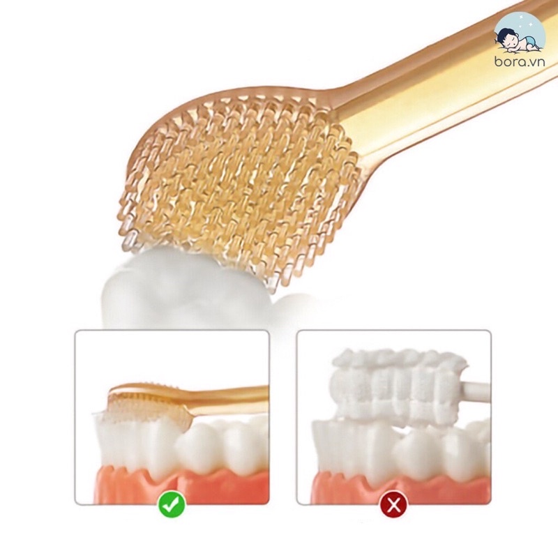 Set dơ lưỡi+ bàn chải silicon cho bé từ 0-36 tháng ( kèm hộp vàng)