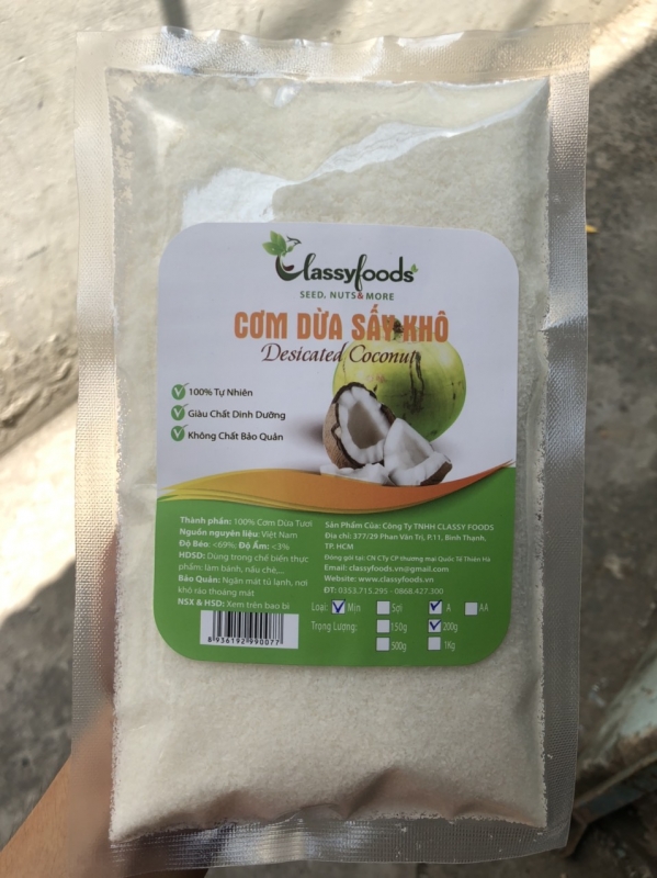 Cơm dừa sấy khô dang Mịn  200gr 500gr 1kg trang trí bánh