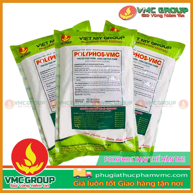 POLYPHOS VMC - TẠO GIÒN DAI CHO CHẢ LỤA, CHẢ CÁ, XÚC XÍCH... THAY THẾ HÀN THE