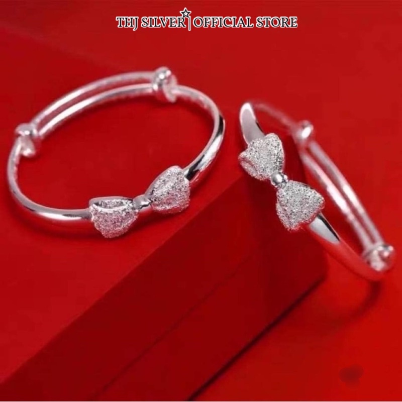Vòng nơ bạc ta nguyên chất cho bé-vòng tay cho bé thj