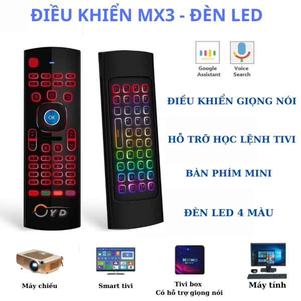 Điều khiển Chuột bay kèm Giọng nói và bàn phím Air Mouse MX3 24GHZ Hỗ Trợ Androi box Linux Smart TV
