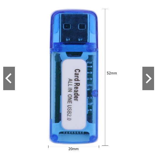 Đầu đọc thẻ nhớ 4 trong 1 cho Micro SD TF M2 Support memory card: for MicroSD, SD, TF, MS micro (M2), Size: 52*20*10mm/2.04*0.78*0.39''