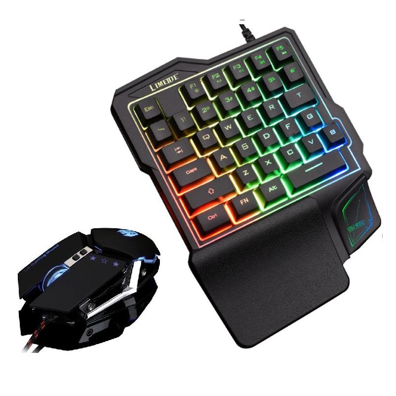 Combo bàn phím một tay k15 và chuột t06 led nhiều màu