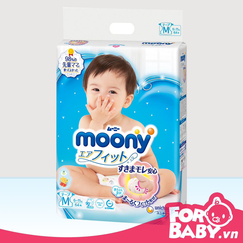 [HCM] Tã dán Moony NB90/S84/M64/L54