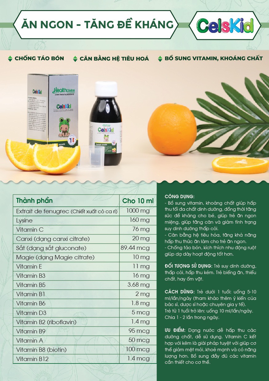 [Có sẵn] [Chính hãng] Siro ăn ngon CelsKid 125ml Heahthglobal