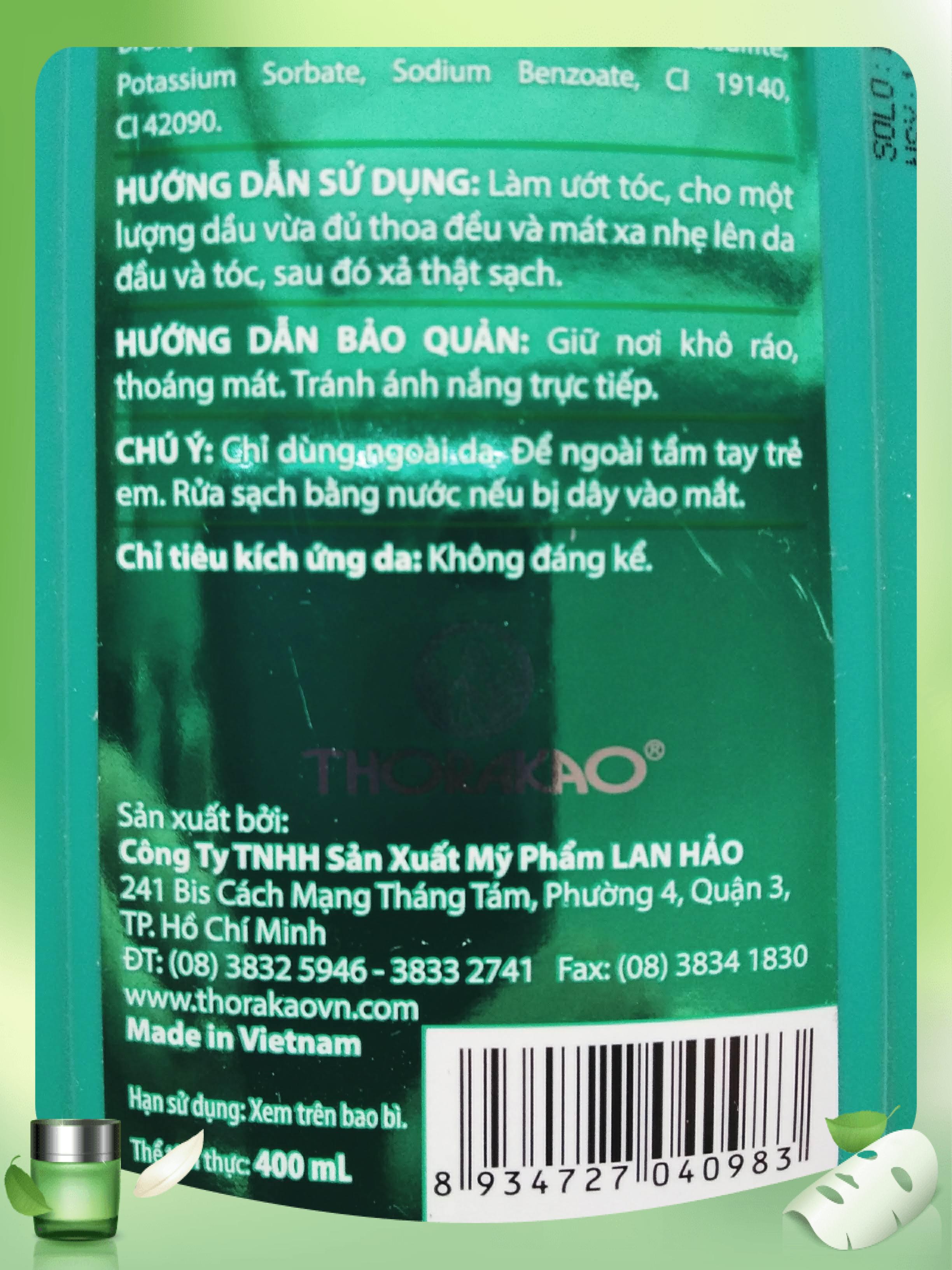 Dầu gội chanh sả bạc hà Thorakao 400ml