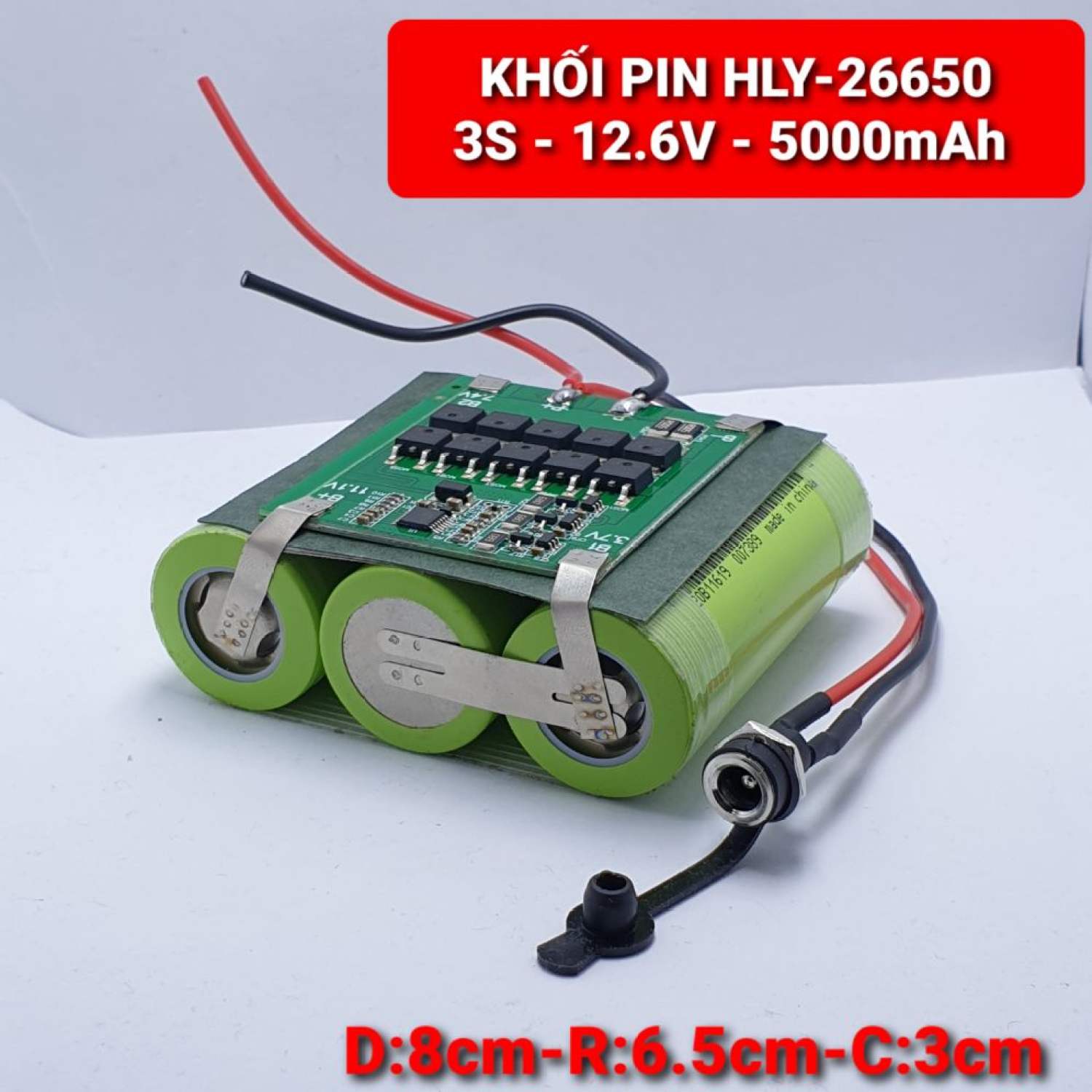 Khối pin hly-26650 - 3s-12.6v-5000mah xả 30a