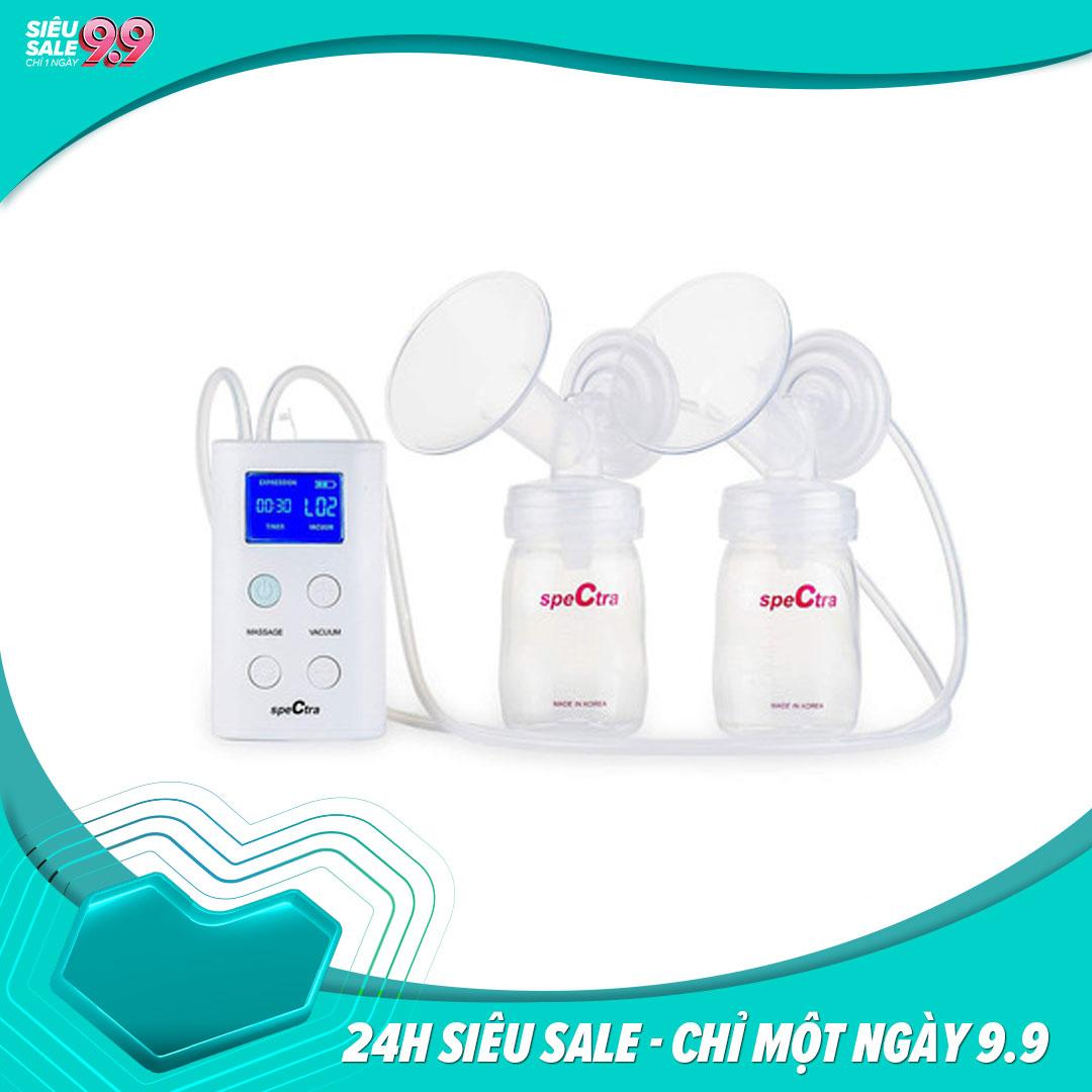 Máy hút sữa điện đôi Spectra 9 plus Made in Korea (có pin sạc tích điện)