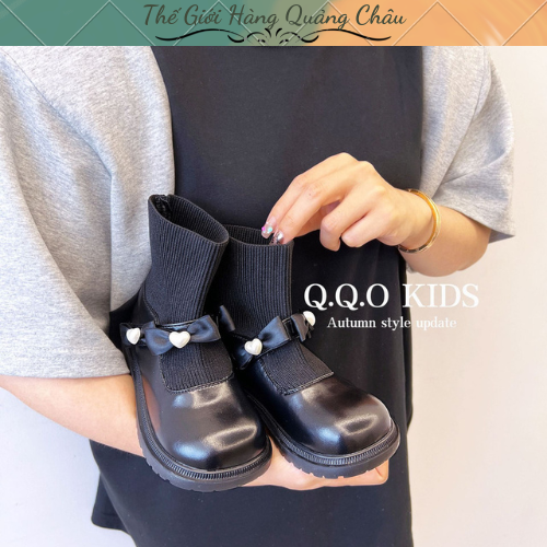 Giày Bốt Da Cho Bé Cổ Chun Siêu Chất, Giày Boot Da Bé Gái Đế Êm Nhẹ (E-3)