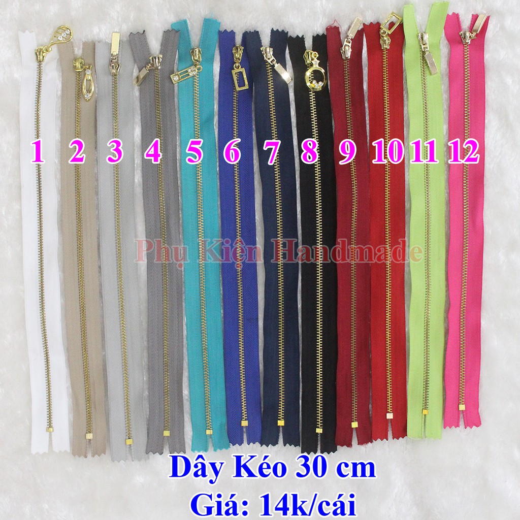 Dây Kéo 30cm Đầu Kéo Ngẫu Nhiên làm túi xách