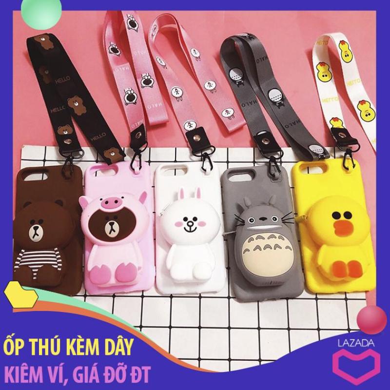 Giá Ốp Thú Gấu - Thỏ - Vịt Kèm Ví Đựng Và Dây Đeo 3in1 IPHONE 6, 6 Plus, 7, 8, 7 Plus, 8 Plus, X, Xs , Xs Max